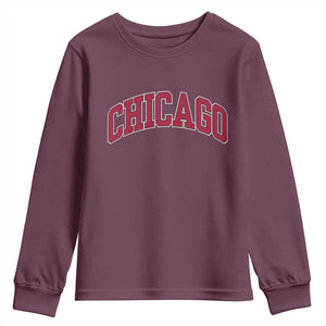 Chicago Pride Illinois IL Vintage Sports Basketball Red Design Youth Sweatshirt TS11 Maroon Print Your Wear