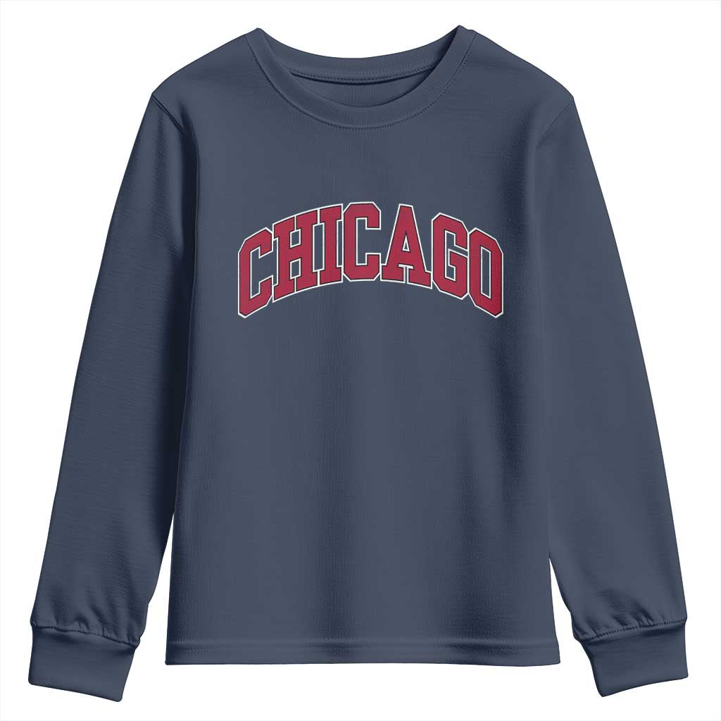 Chicago Pride Illinois IL Vintage Sports Basketball Red Design Youth Sweatshirt TS11 Navy Print Your Wear