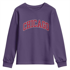 Chicago Pride Illinois IL Vintage Sports Basketball Red Design Youth Sweatshirt TS11 Purple Print Your Wear