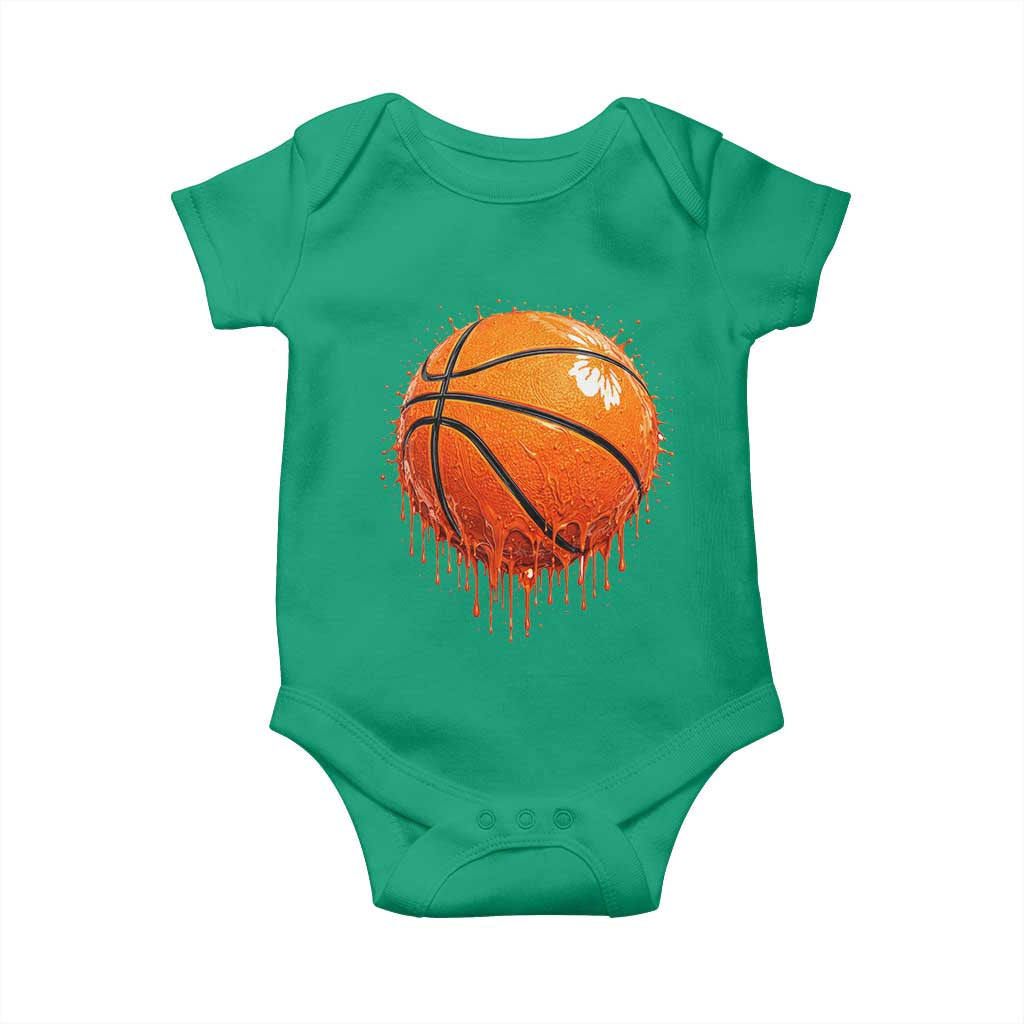 Funny Basketball Drip Splash Graphic Baby Onesie TS11 Irish Green Print Your Wear