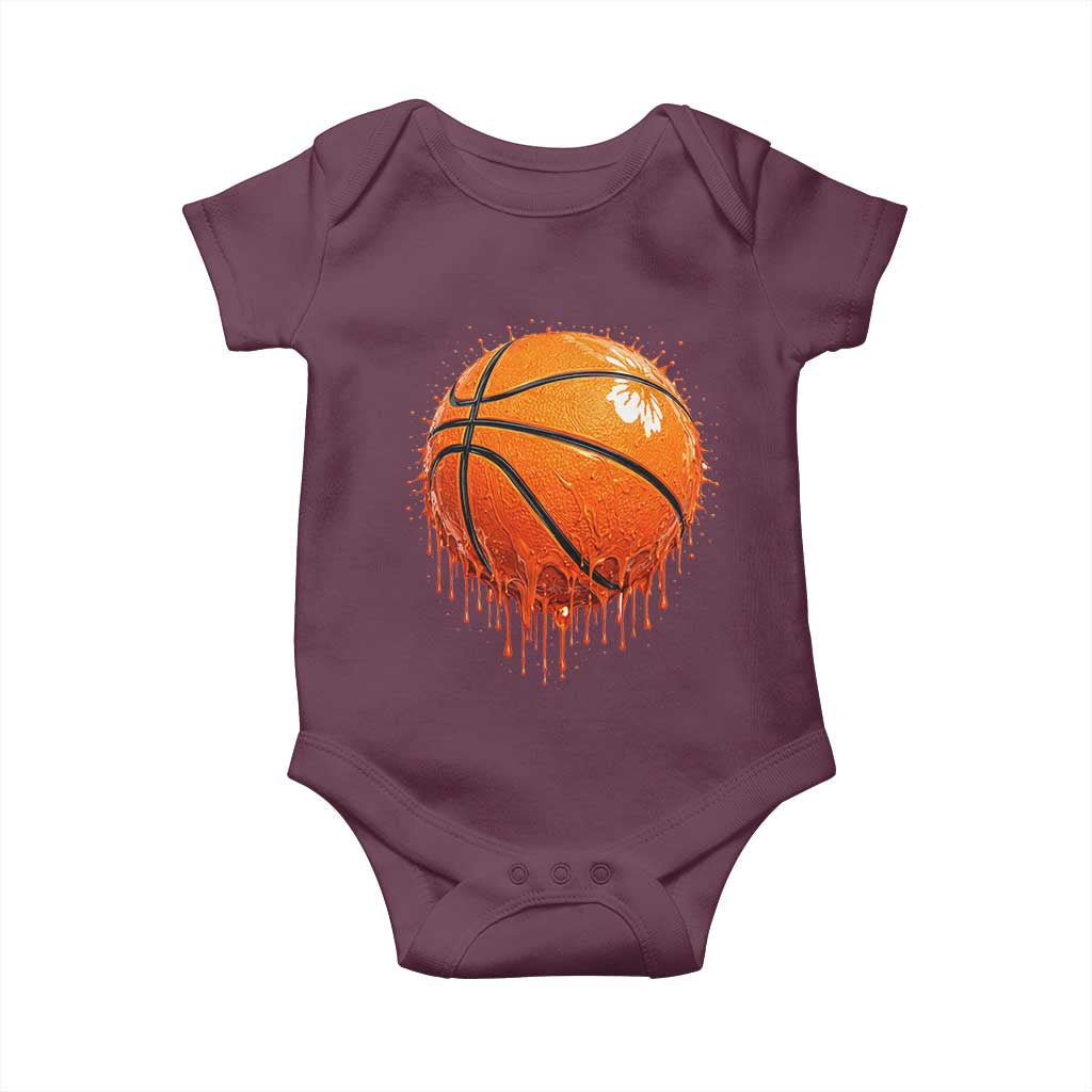 Funny Basketball Drip Splash Graphic Baby Onesie TS11 Maroon Print Your Wear