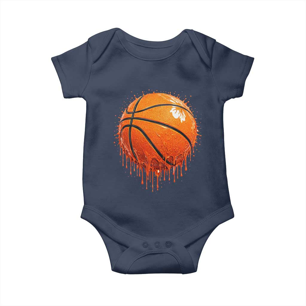 Funny Basketball Drip Splash Graphic Baby Onesie TS11 Navy Print Your Wear