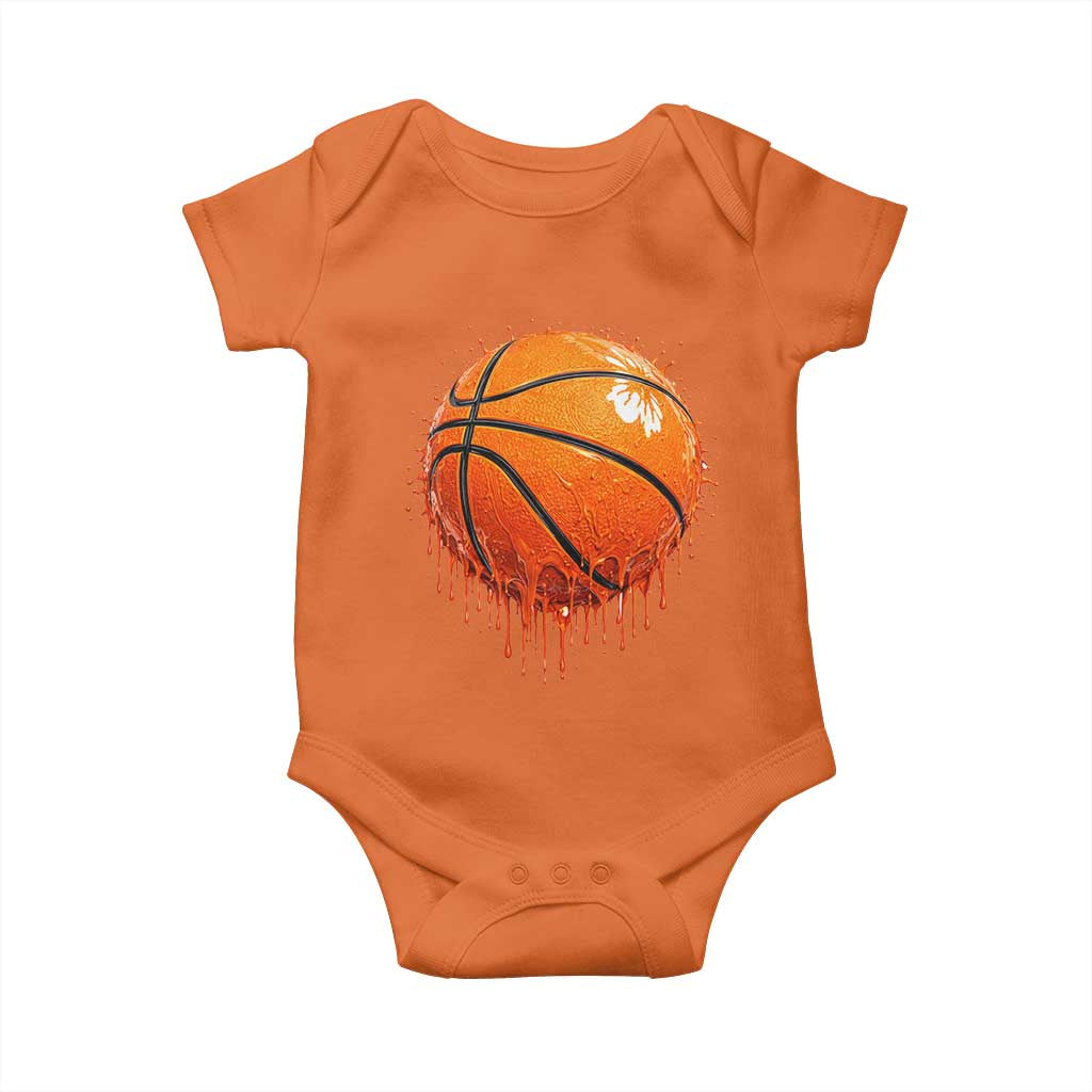 Funny Basketball Drip Splash Graphic Baby Onesie TS11 Orange Print Your Wear