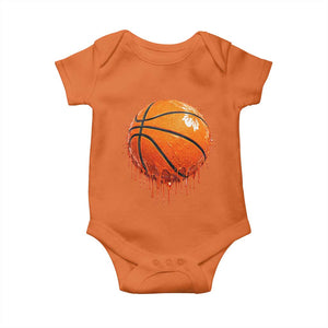 Funny Basketball Drip Splash Graphic Baby Onesie TS11 Orange Print Your Wear