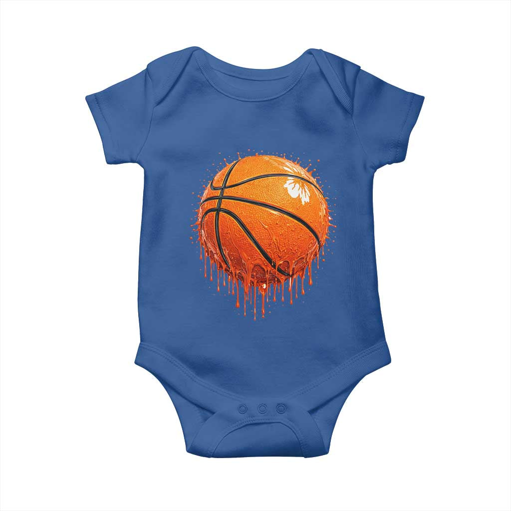 Funny Basketball Drip Splash Graphic Baby Onesie TS11 Royal Blue Print Your Wear