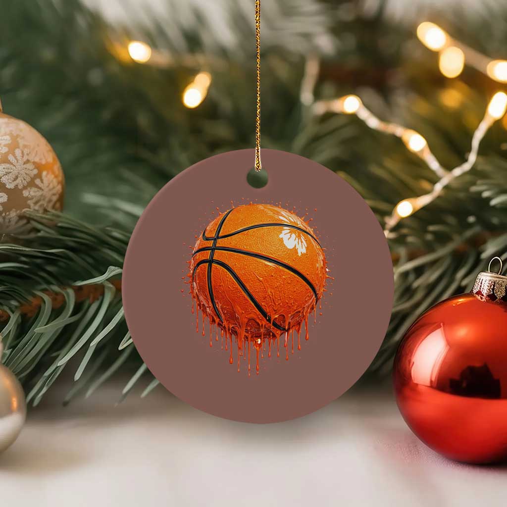 Funny Basketball Drip Splash Graphic Ceramic Ornament TS11 1pc Mocha Print Your Wear