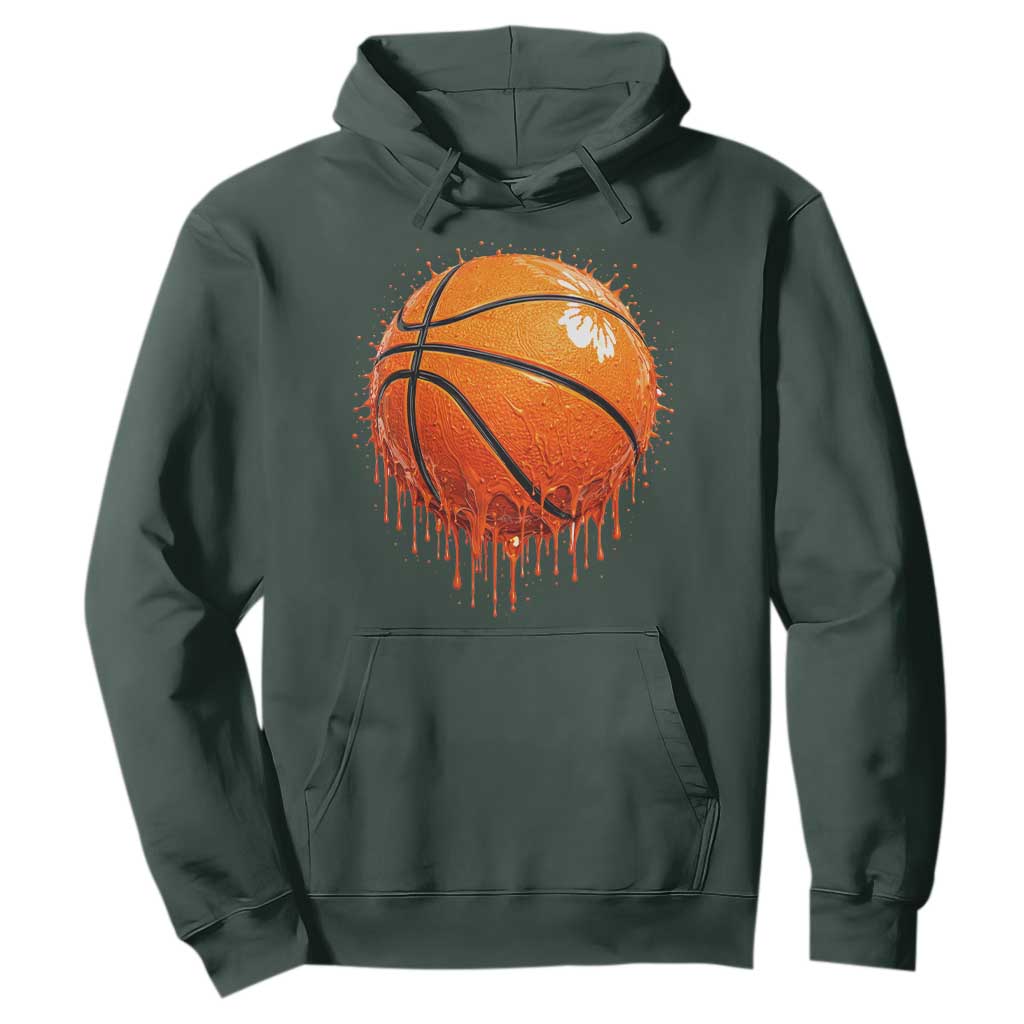 Funny Basketball Drip Splash Graphic Hoodie TS11 Dark Forest Green Print Your Wear
