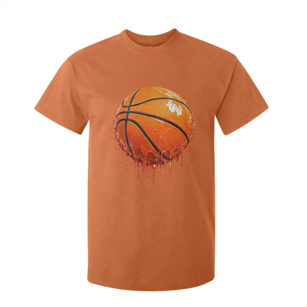 Funny Basketball Drip Splash Graphic T Shirt For Kid TS11 Orange Print Your Wear