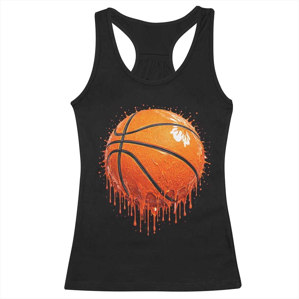 Funny Basketball Drip Splash Graphic Racerback Tank Top TS11 Black Print Your Wear