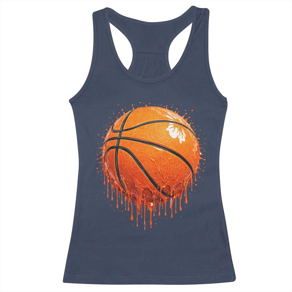 Funny Basketball Drip Splash Graphic Racerback Tank Top TS11 Navy Print Your Wear