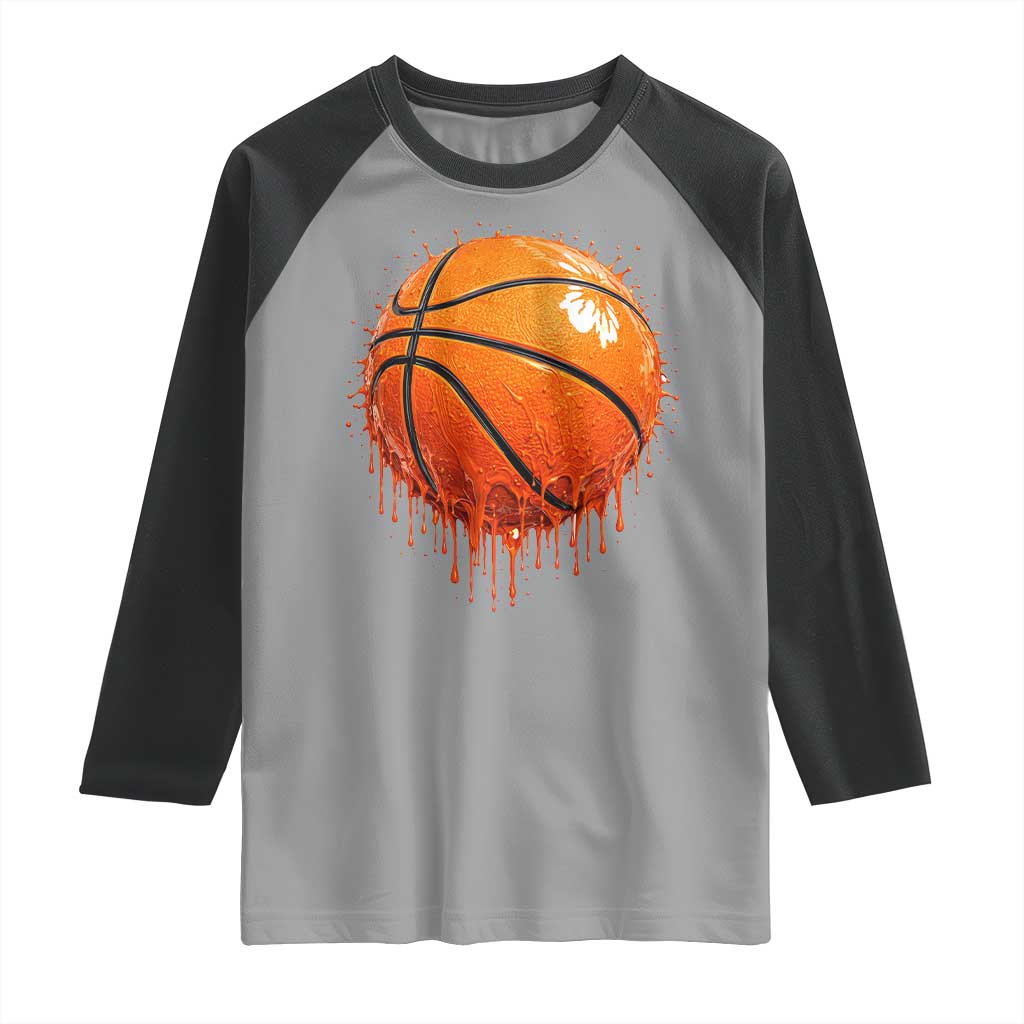 Funny Basketball Drip Splash Graphic Raglan Shirt TS11 Sport Gray Black Print Your Wear