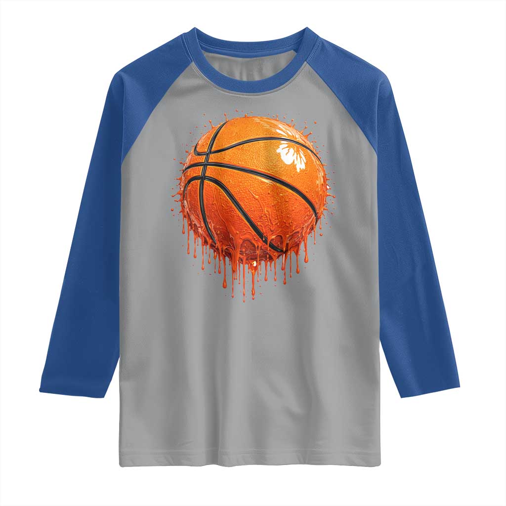 Funny Basketball Drip Splash Graphic Raglan Shirt TS11 Sport Gray Royal Print Your Wear