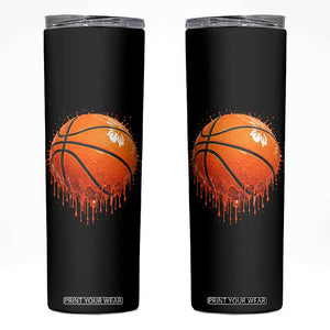 Funny Basketball Drip Splash Graphic Skinny Tumbler TS11 Black Print Your Wear