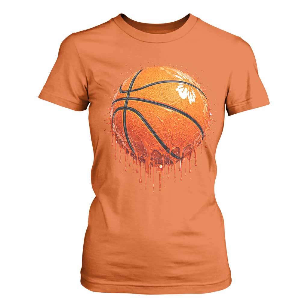 Funny Basketball Drip Splash Graphic T Shirt For Women TS11 Orange Print Your Wear