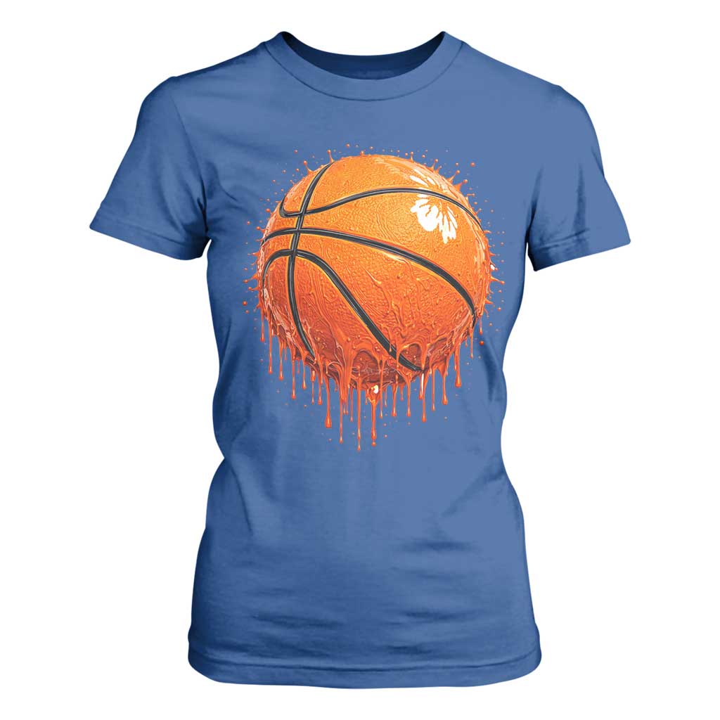 Funny Basketball Drip Splash Graphic T Shirt For Women TS11 Royal Blue Print Your Wear