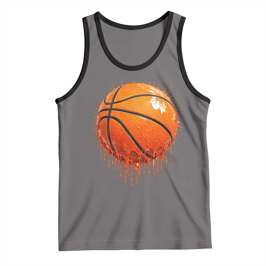 Funny Basketball Drip Splash Graphic Tank Top TS11 Deep Heather Black Print Your Wear