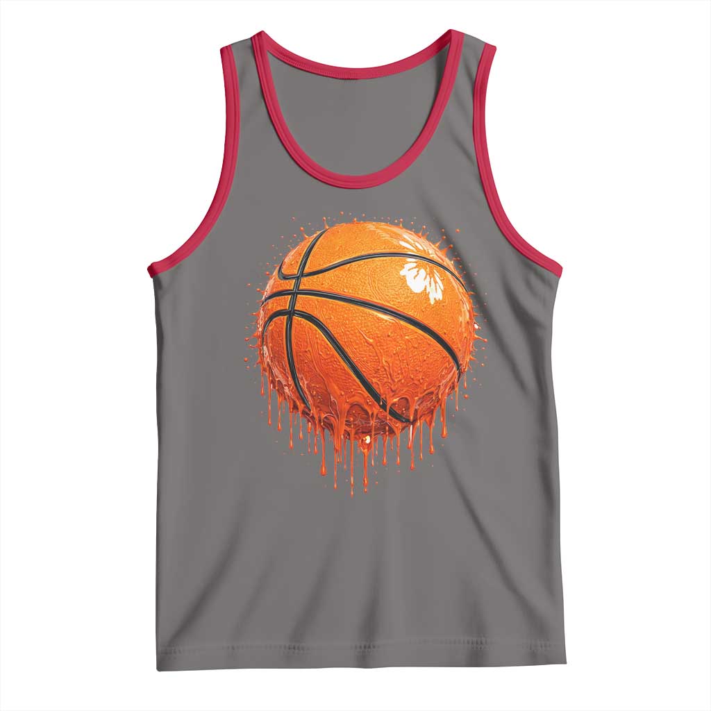 Funny Basketball Drip Splash Graphic Tank Top TS11 Deep Heather Red Print Your Wear