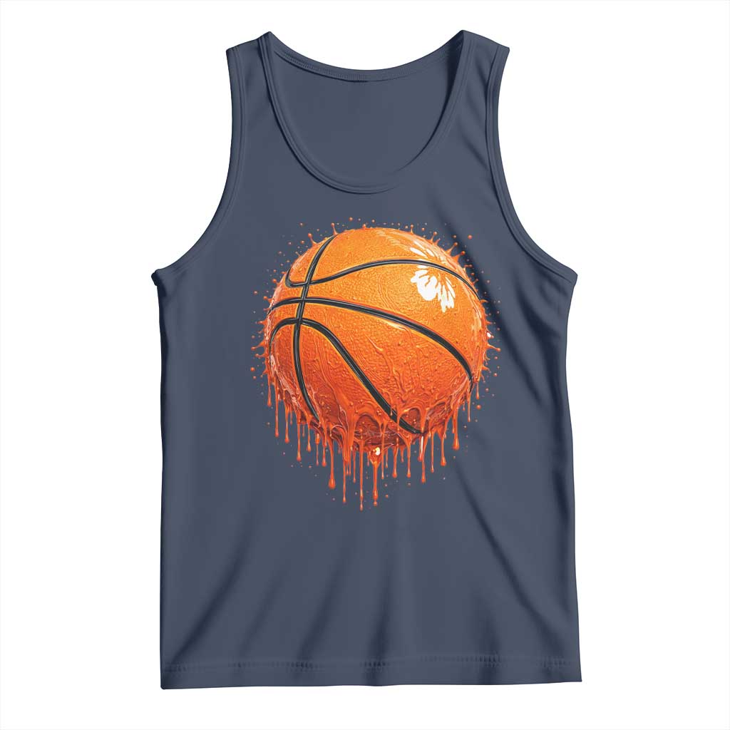 Funny Basketball Drip Splash Graphic Tank Top TS11 Navy Print Your Wear
