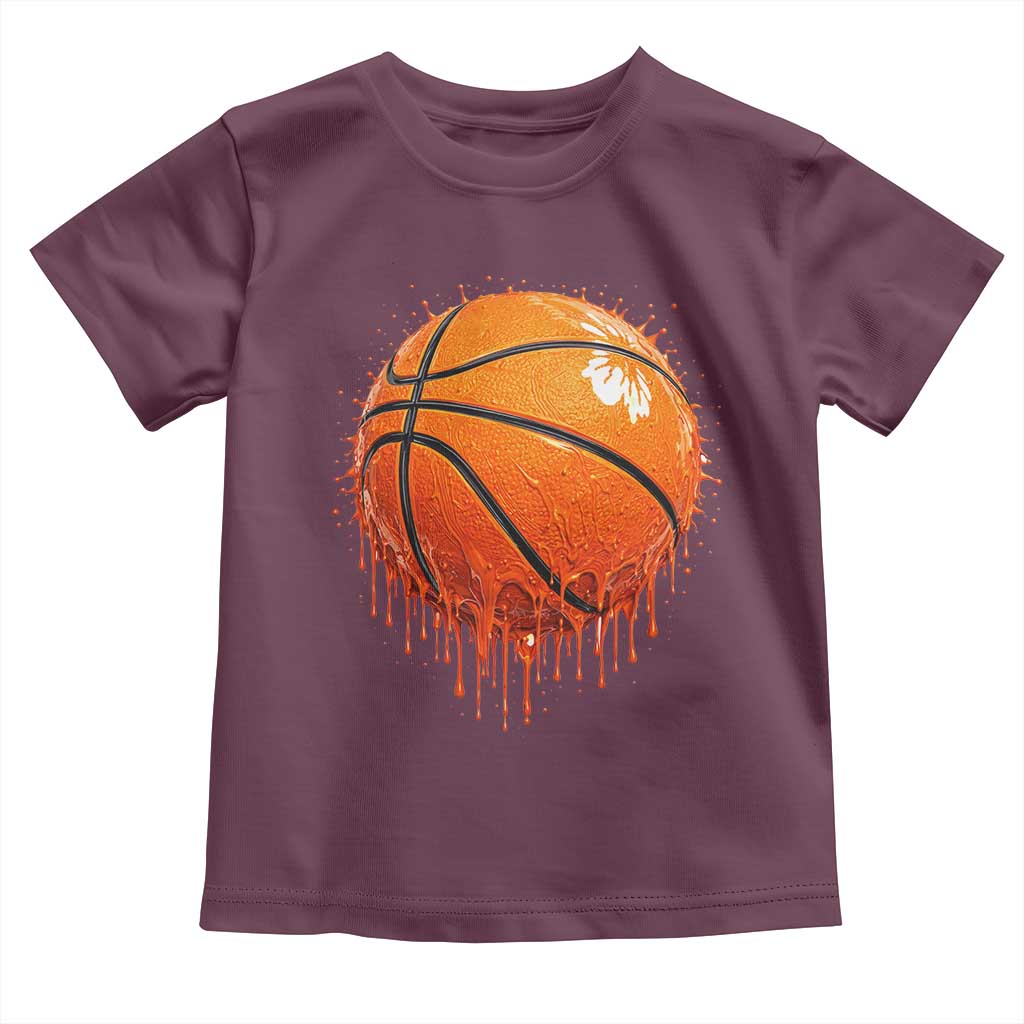 Funny Basketball Drip Splash Graphic Toddler T Shirt TS11 Maroon Print Your Wear