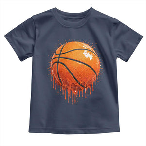 Funny Basketball Drip Splash Graphic Toddler T Shirt TS11 Navy Print Your Wear