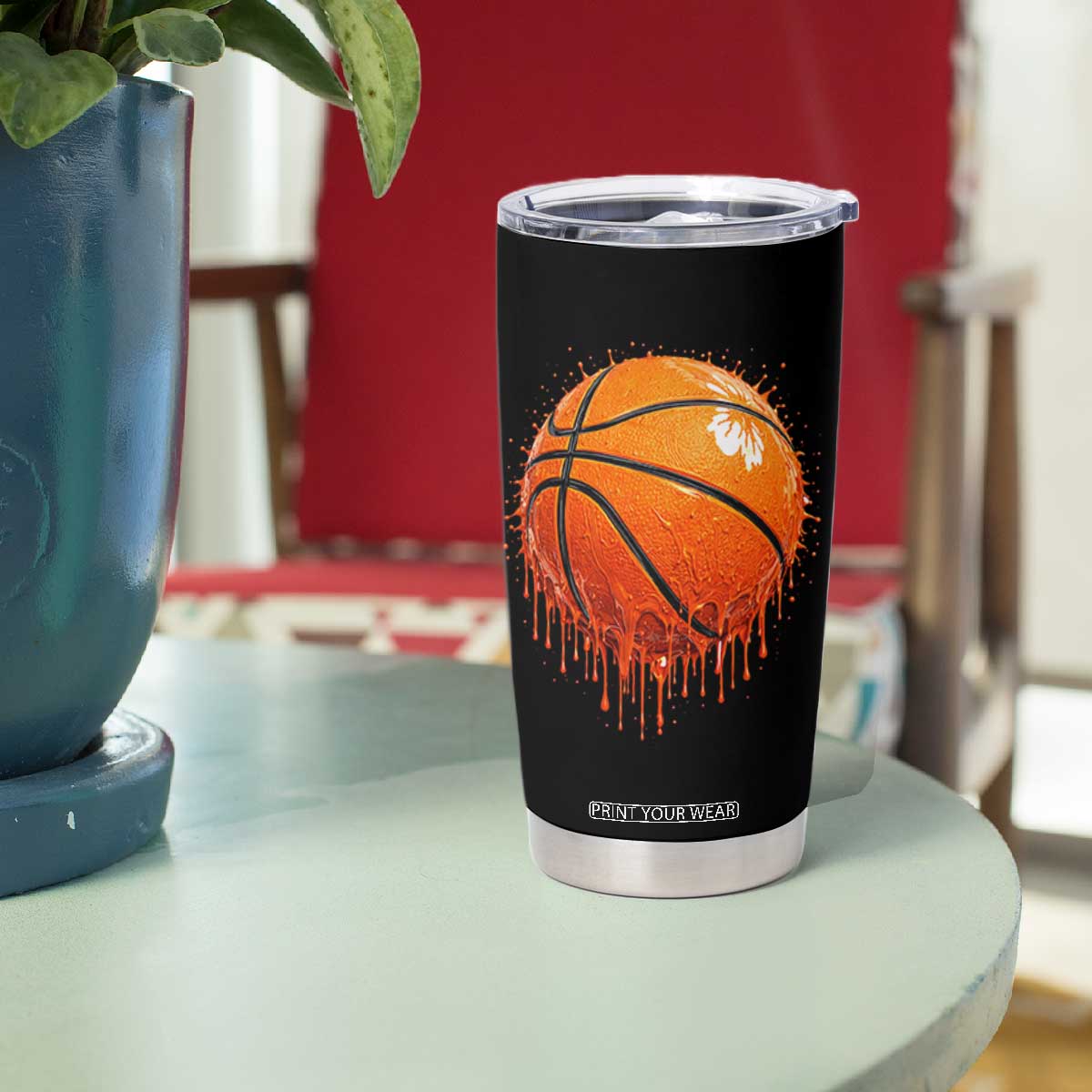 Funny Basketball Drip Splash Graphic Tumbler Cup TS11 Print Your Wear