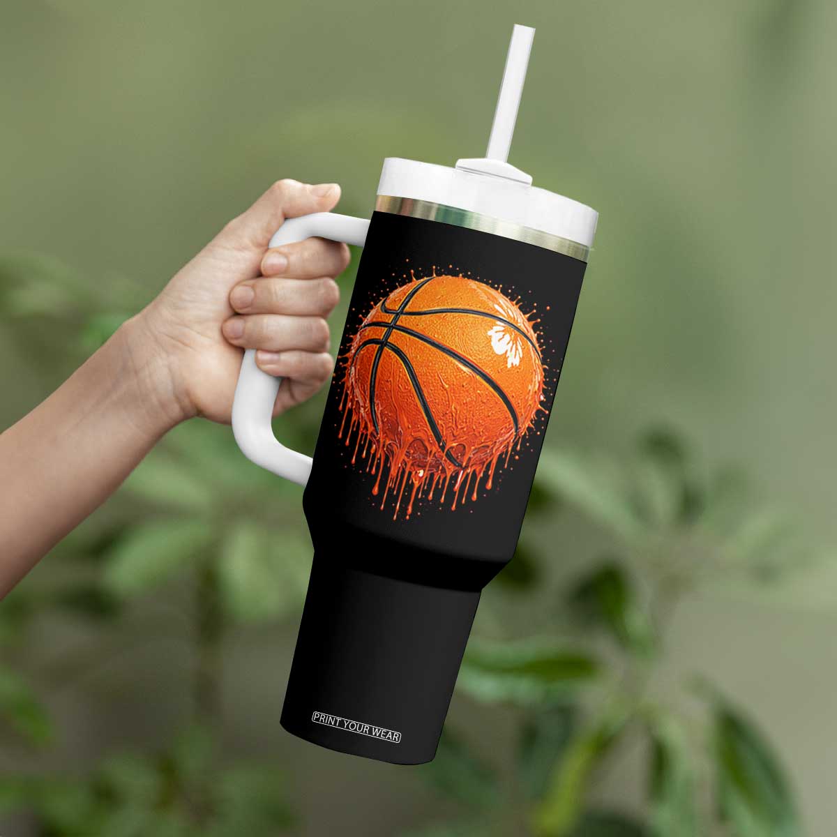 Funny Basketball Drip Splash Graphic Tumbler With Handle TS11 Print Your Wear
