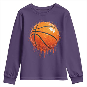 Funny Basketball Drip Splash Graphic Youth Sweatshirt TS11 Purple Print Your Wear