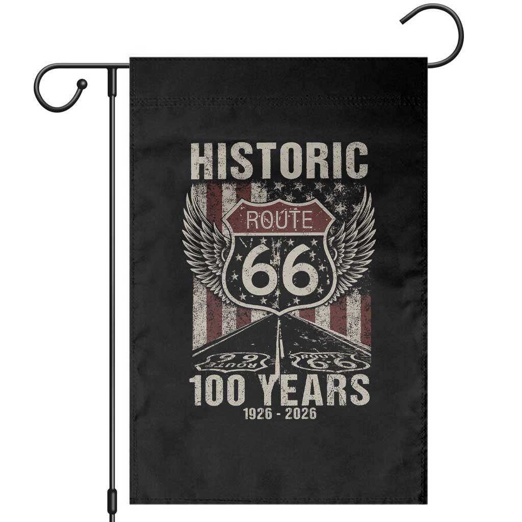 Historic Route Highway 66 100 Years Anniversary Garden Flag Highway Road Sign Wings Vintage American Flag TS11 Black Print Your Wear