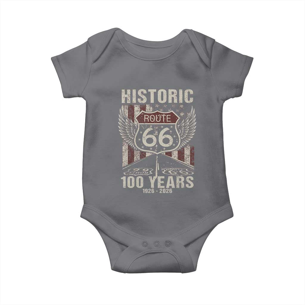 Historic Route Highway 66 100 Years Anniversary Baby Onesie Highway Road Sign Wings Vintage American Flag TS11 Charcoal Print Your Wear