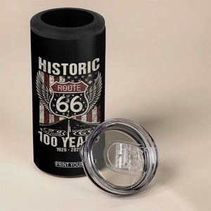 Historic Route Highway 66 100 Years Anniversary 4 in 1 Can Cooler Tumbler Highway Road Sign Wings Vintage American Flag TS11 Print Your Wear