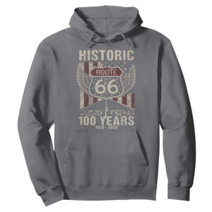 Historic Route Highway 66 100 Years Anniversary Hoodie Highway Road Sign Wings Vintage American Flag TS11 Charcoal Print Your Wear