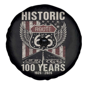 Historic Route Highway 66 100 Years Anniversary Spare Tire Cover Highway Road Sign Wings Vintage American Flag TS11 Print Your Wear
