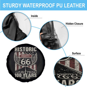 Historic Route Highway 66 100 Years Anniversary Spare Tire Cover Highway Road Sign Wings Vintage American Flag TS11 Print Your Wear