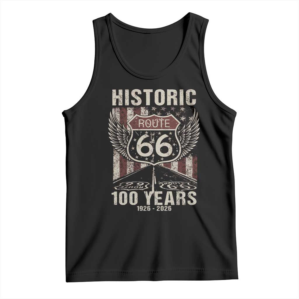Historic Route Highway 66 100 Years Anniversary Tank Top Highway Road Sign Wings Vintage American Flag TS11 Black Print Your Wear