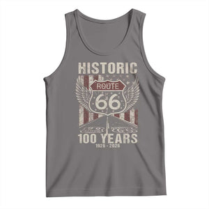 Historic Route Highway 66 100 Years Anniversary Tank Top Highway Road Sign Wings Vintage American Flag TS11 Deep Heather Print Your Wear