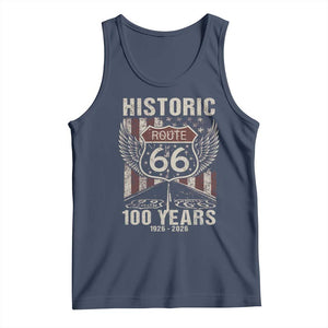 Historic Route Highway 66 100 Years Anniversary Tank Top Highway Road Sign Wings Vintage American Flag TS11 Navy Print Your Wear