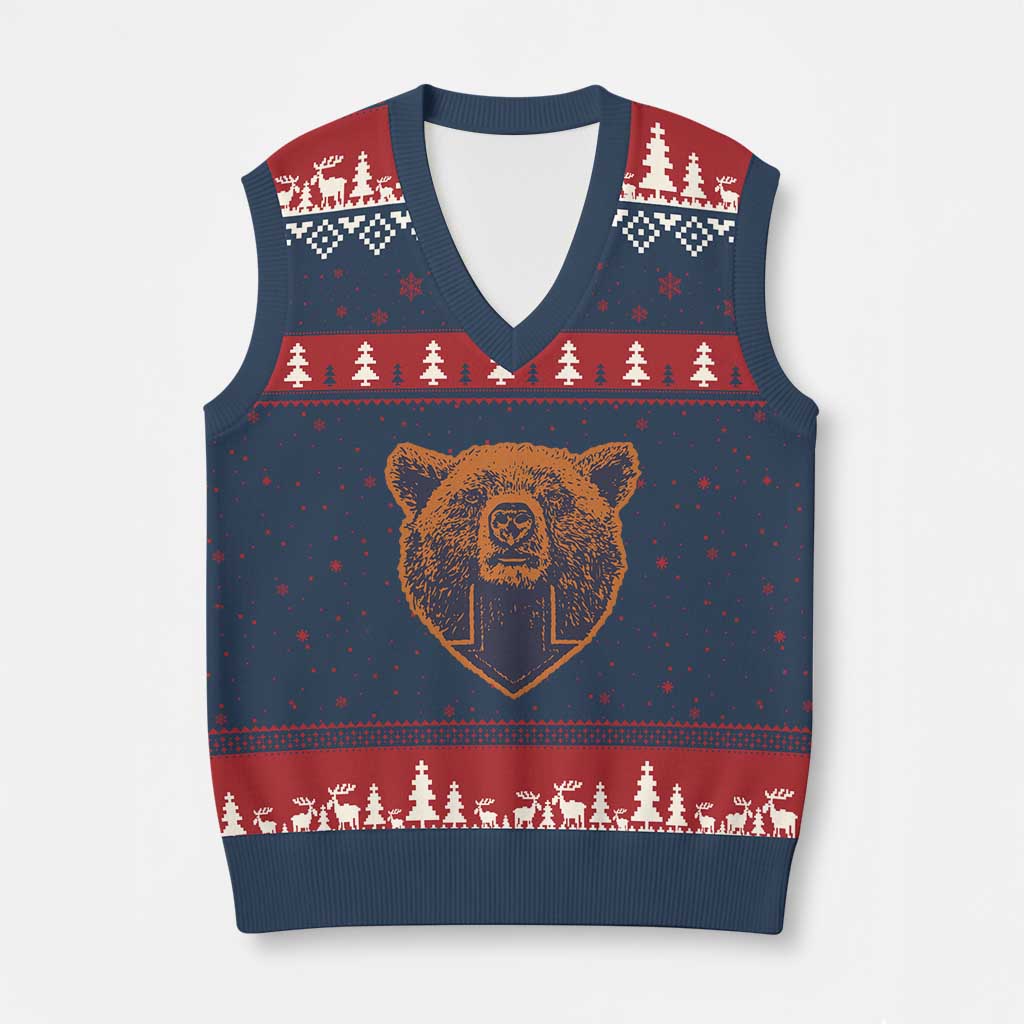 CFB Bear Lover V-Neck Knit Sweater Vest Vintage Down Sign Football Game Day TS11 Navy Red Print Your Wear
