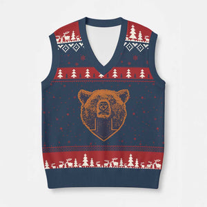CFB Bear Lover V-Neck Knit Sweater Vest Vintage Down Sign Football Game Day TS11 Navy Red Print Your Wear