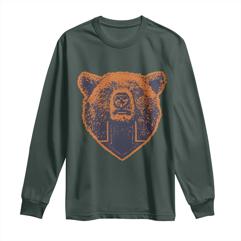 CFB Bear Lover Long Sleeve Shirt Vintage Down Sign Football Game Day TS11 Dark Forest Green Print Your Wear