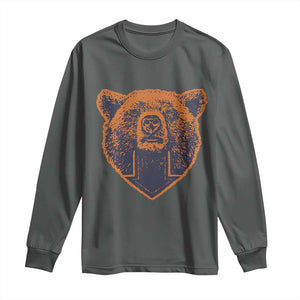CFB Bear Lover Long Sleeve Shirt Vintage Down Sign Football Game Day TS11 Dark Heather Print Your Wear