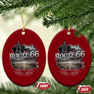 US Route Highway 66 Centennial Celebration Ceramic Ornament 100 Years Of The Mother Road Vintage American Flag TS11 Print Your Wear