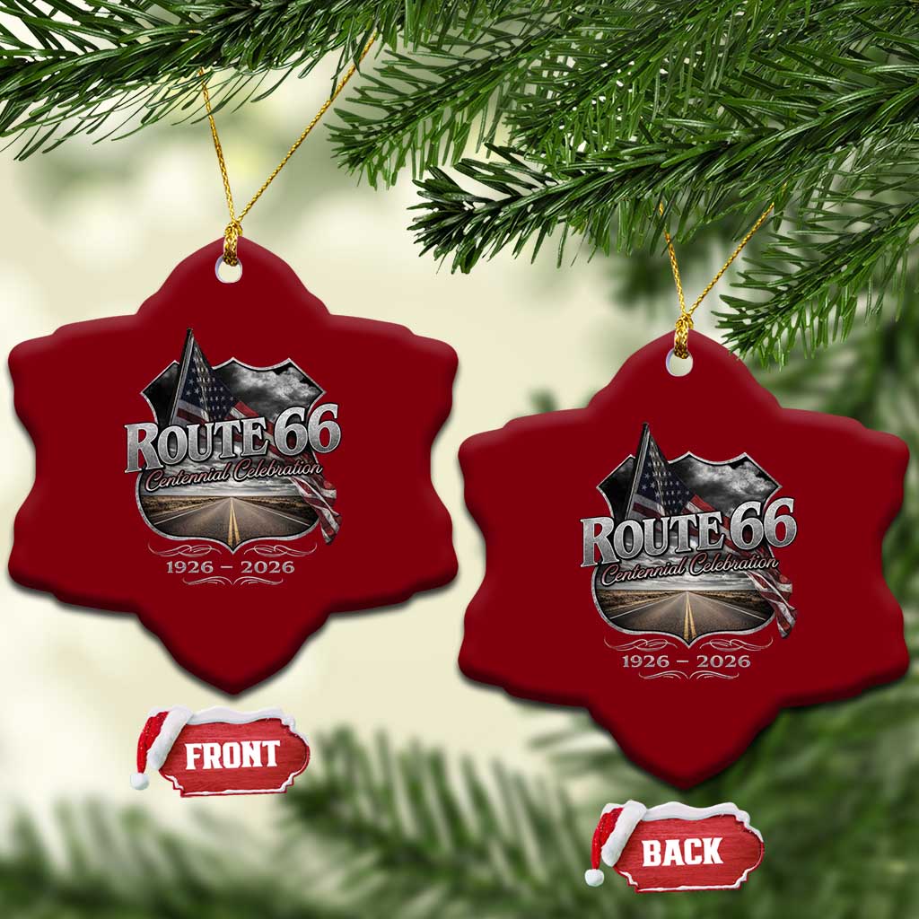US Route Highway 66 Centennial Celebration Ceramic Ornament 100 Years Of The Mother Road Vintage American Flag TS11 Print Your Wear