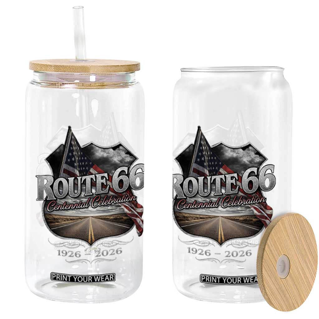 US Route Highway 66 Centennial Celebration Glass Can 100 Years Of The Mother Road Vintage American Flag TS11 Print Your Wear