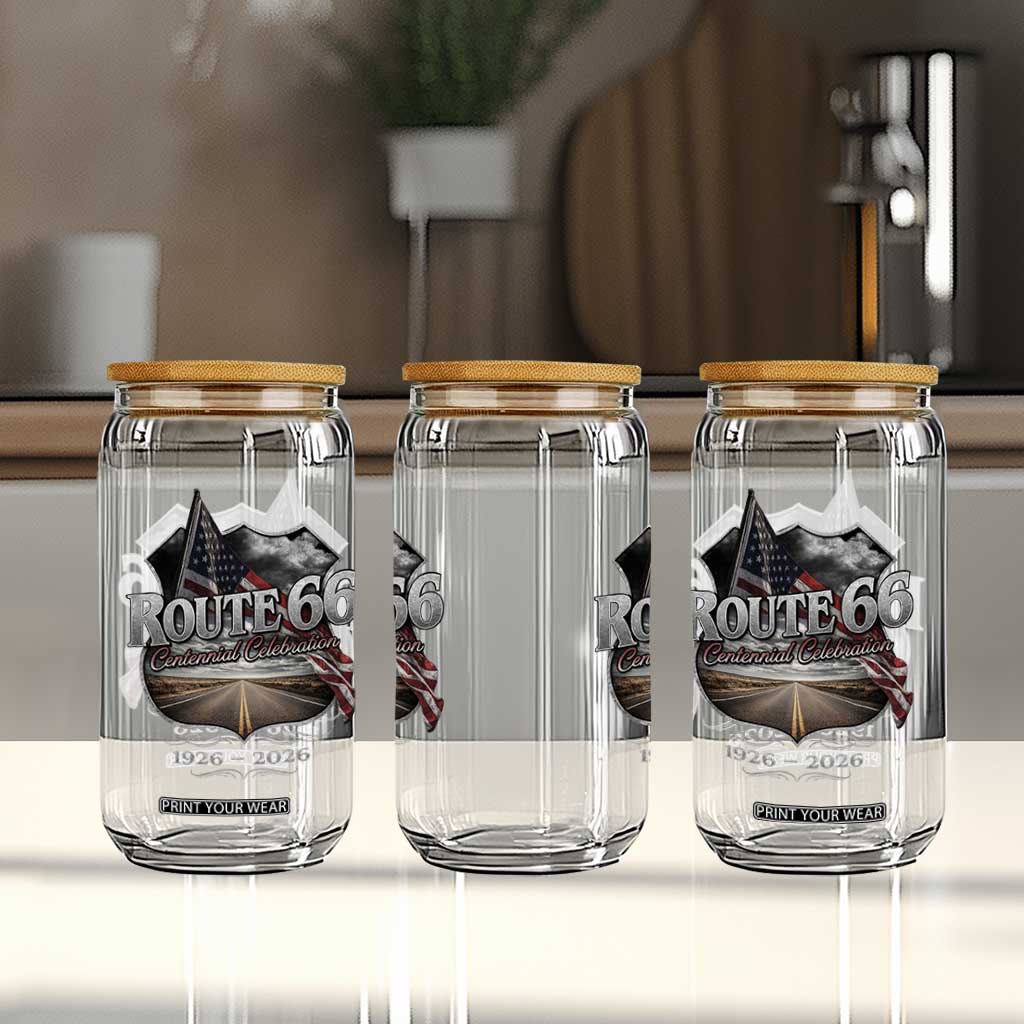 US Route Highway 66 Centennial Celebration Glass Can 100 Years Of The Mother Road Vintage American Flag TS11 Print Your Wear