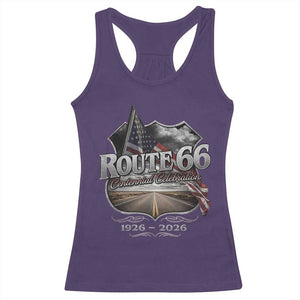 US Route Highway 66 Centennial Celebration Racerback Tank Top 100 Years Of The Mother Road Vintage American Flag TS11 Purple Print Your Wear