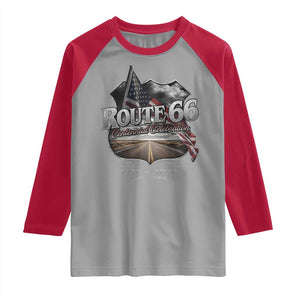 US Route Highway 66 Centennial Celebration Raglan Shirt 100 Years Of The Mother Road Vintage American Flag TS11 Sport Gray Red Print Your Wear
