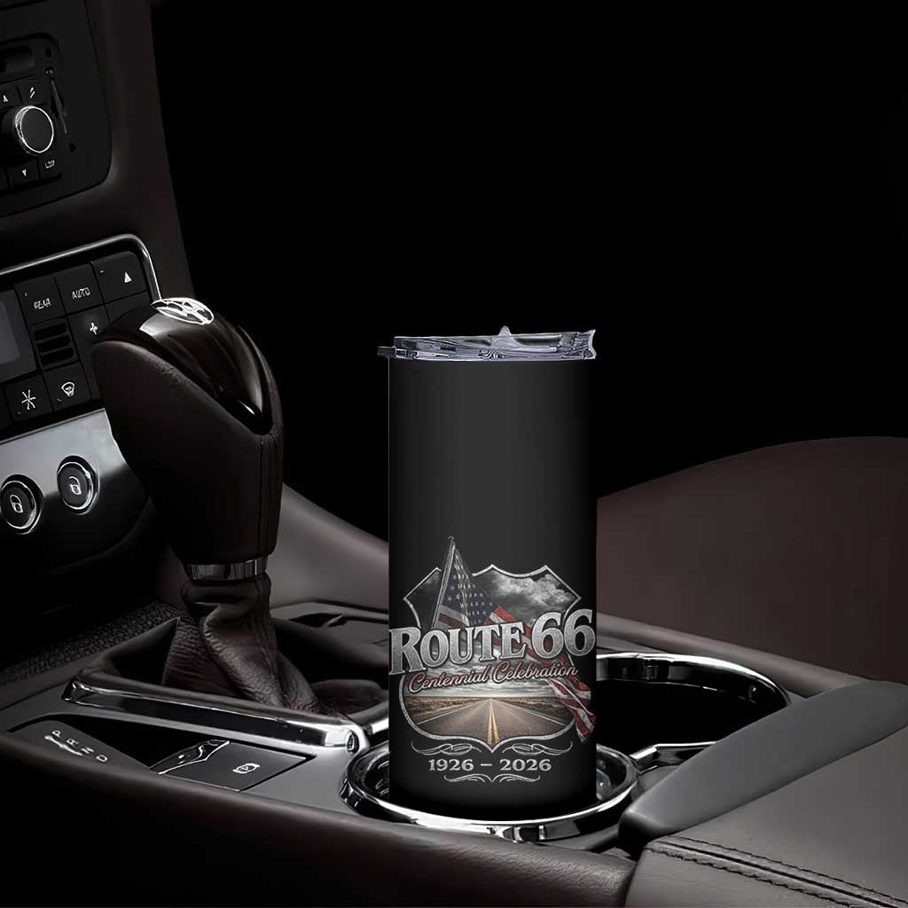 US Route Highway 66 Centennial Celebration Skinny Tumbler 100 Years Of The Mother Road Vintage American Flag TS11 Print Your Wear