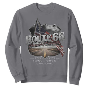 US Route Highway 66 Centennial Celebration Sweatshirt 100 Years Of The Mother Road Vintage American Flag TS11 Charcoal Print Your Wear