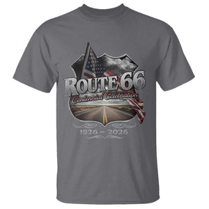 US Route Highway 66 Centennial Celebration T Shirt - 100 Years Of The Mother Road - Vintage American Flag TS11 Charcoal Print Your Wear