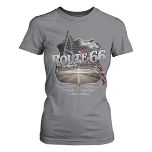 US Route Highway 66 Centennial Celebration T Shirt For Women 100 Years Of The Mother Road Vintage American Flag TS11 Charcoal Print Your Wear